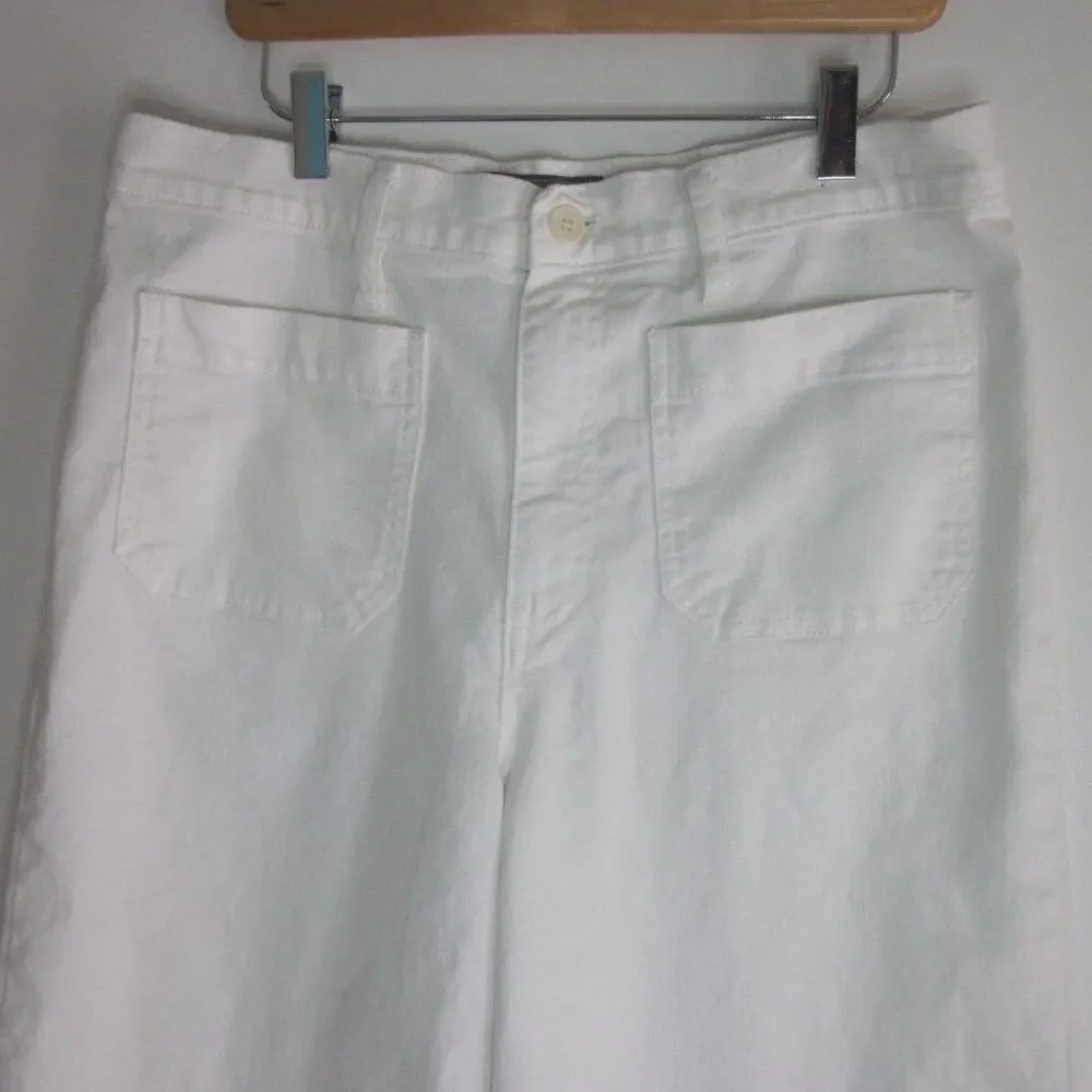 Point Sur J. Crew Womens Size 31 White Crop Wide Leg Cotton Jeans